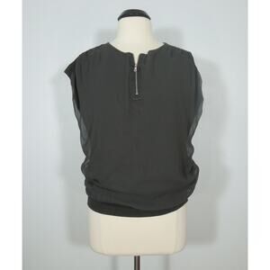 SIMPLY VERA VERA WANG Woven Top S SMALL Olive Green Sheer Front